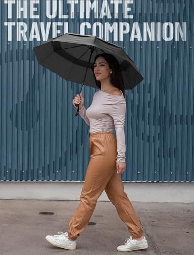 Compact Windproof Travel Umbrella - Auto Folding, 85MPH Wind Resistant, Durable