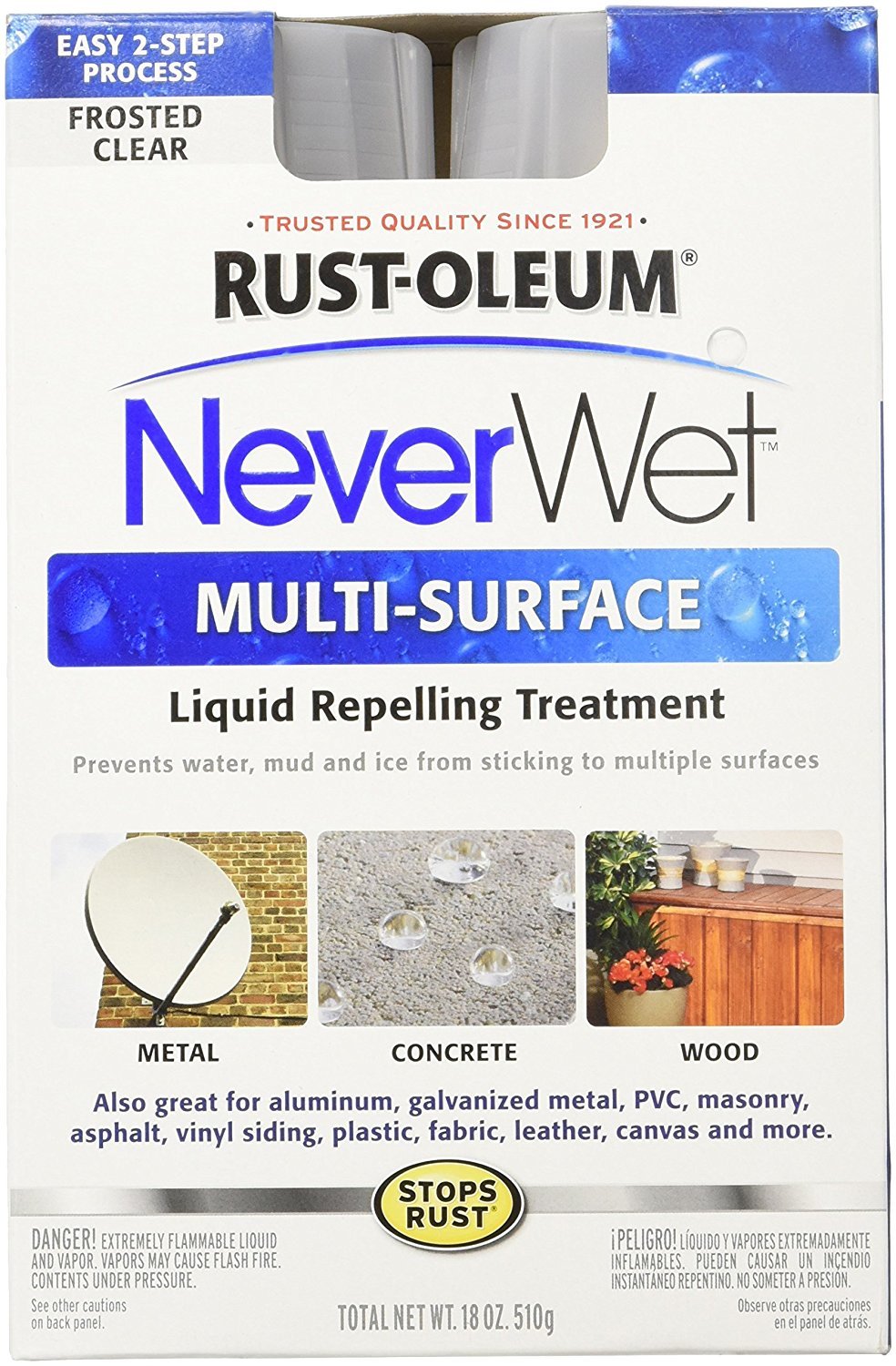 RUSTOLEUM NEVER WET MULTI-SURFACE KIT 2- 9 oz Cans/ 18 oz CLEAR/GRAY/WHITE