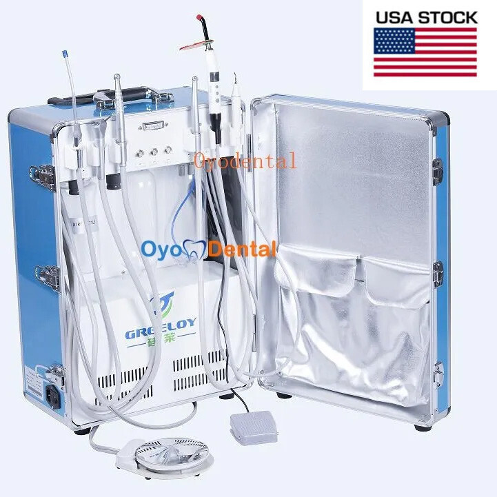 Portable Dental Unit Mobile with Compressor +Ultrasonic Scaler + Curing Light 4H