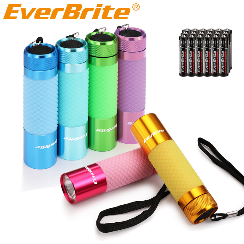 EverBrite 6Pack Mini LED Flashlight Glow Dark Aluminum Flashlight 8AAA Batteries