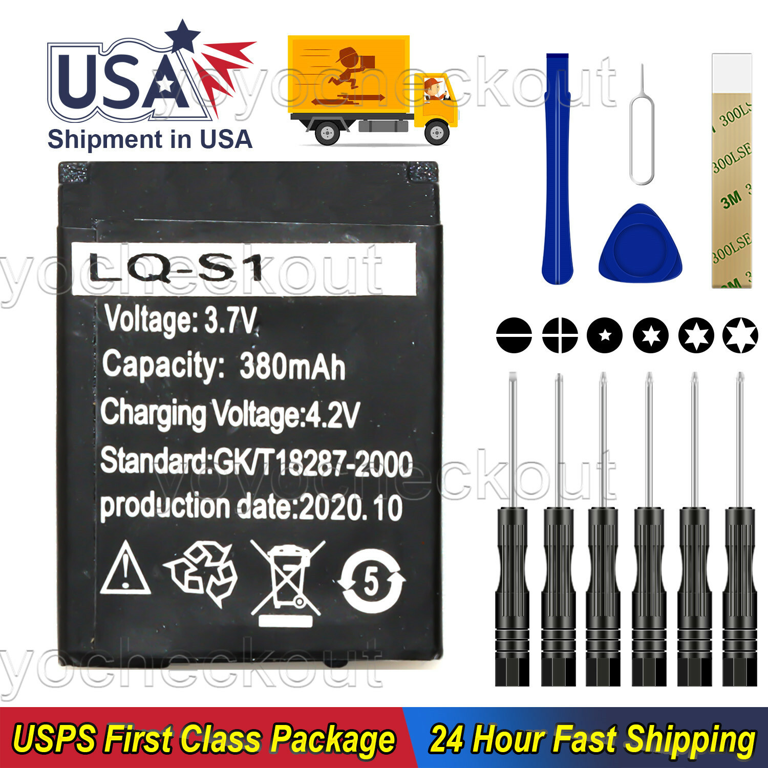 Rechargeble LQ-S1 Battery for Smartwatch DZ09 A1 FYM-M9 HKX-S1 GT08 QN-01 Tool