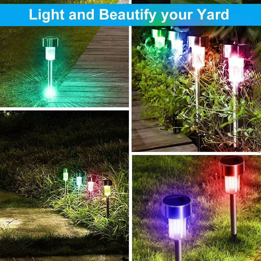Solar Garden Path Lights Stainless Steel Led Pathway Landscape Yard Patio Lamps