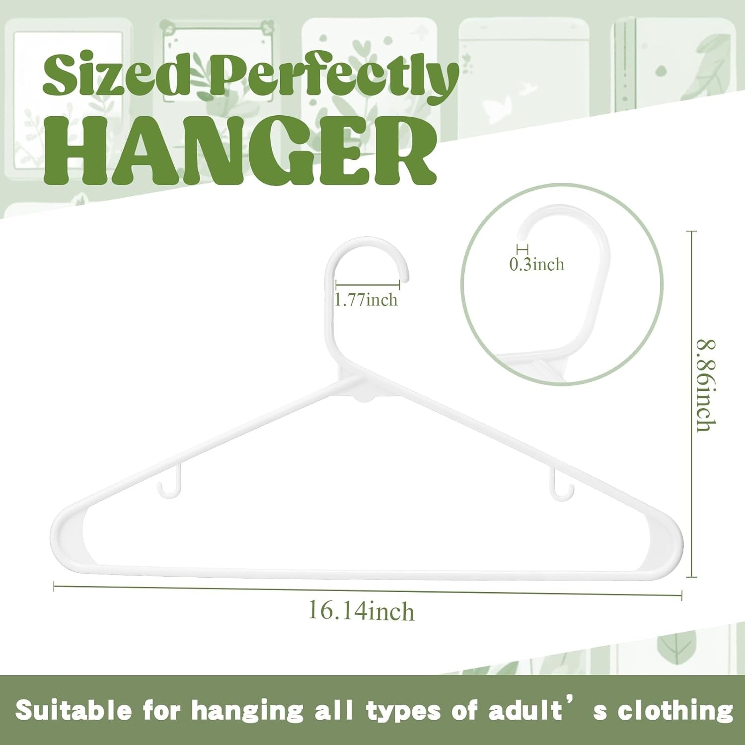 120 Pcs Plastic Clothes Hangers Bulk Heavy Duty Hangers W/ Hooks Durable Space