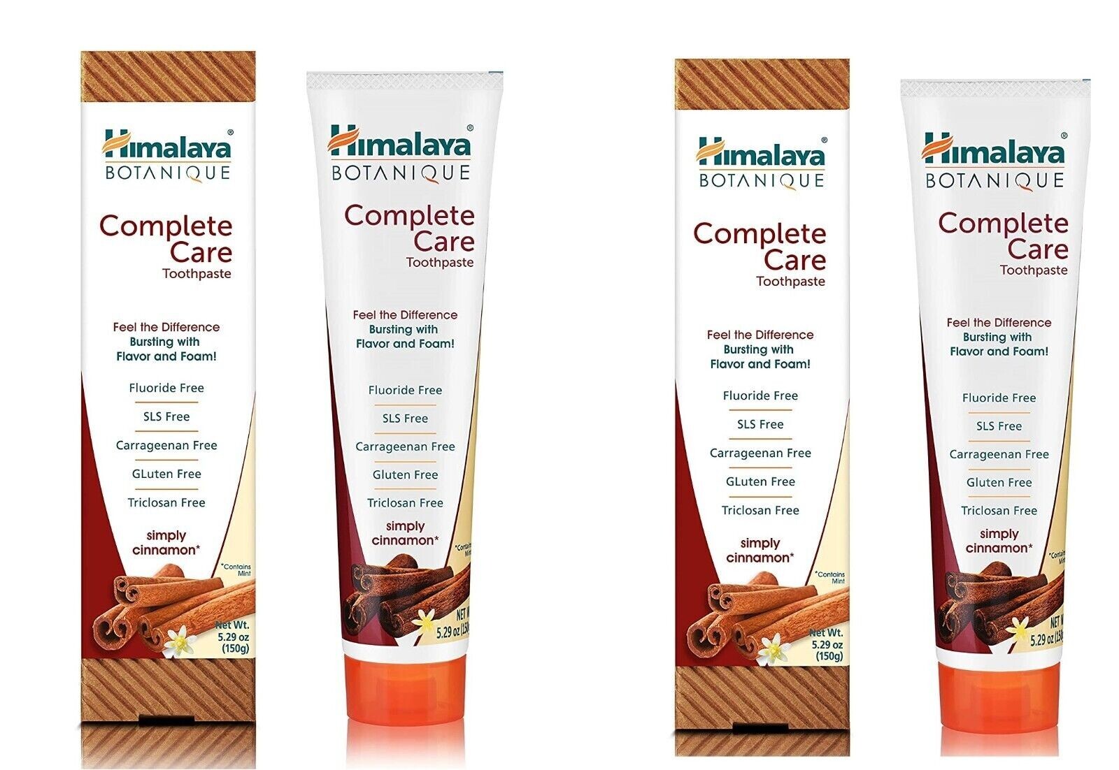 2 X Himalaya Complete Care Toothpaste Simply Cinnamon 5.29oz/150g freshen breath