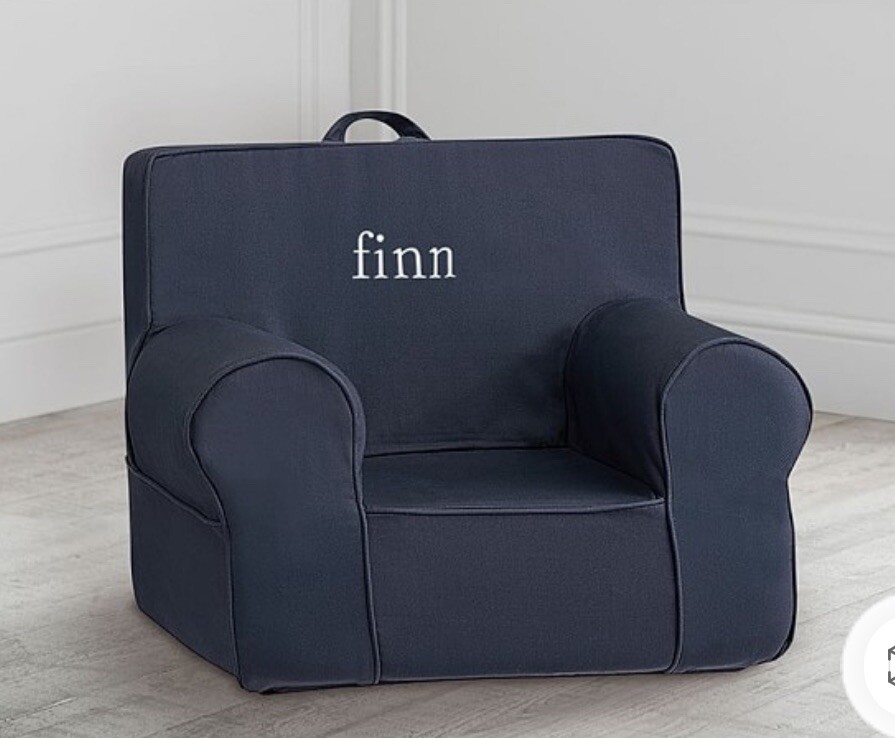 Pottery Barn Twill  Anywhere  Chair Slipcover REGULAR Dark blue twill. ELLIOTT