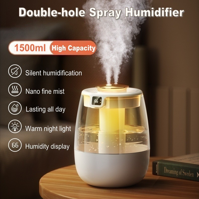 1.5L Humidifiers for Bedroom Large Room Office Cool Mist Air Humidifier Indoor