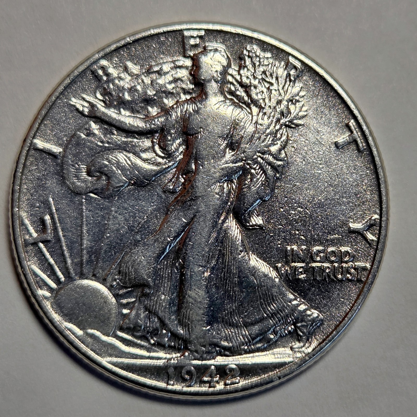 1942 P Walking Liberty Silver Half Dollar 50c Uncirculated Brillant