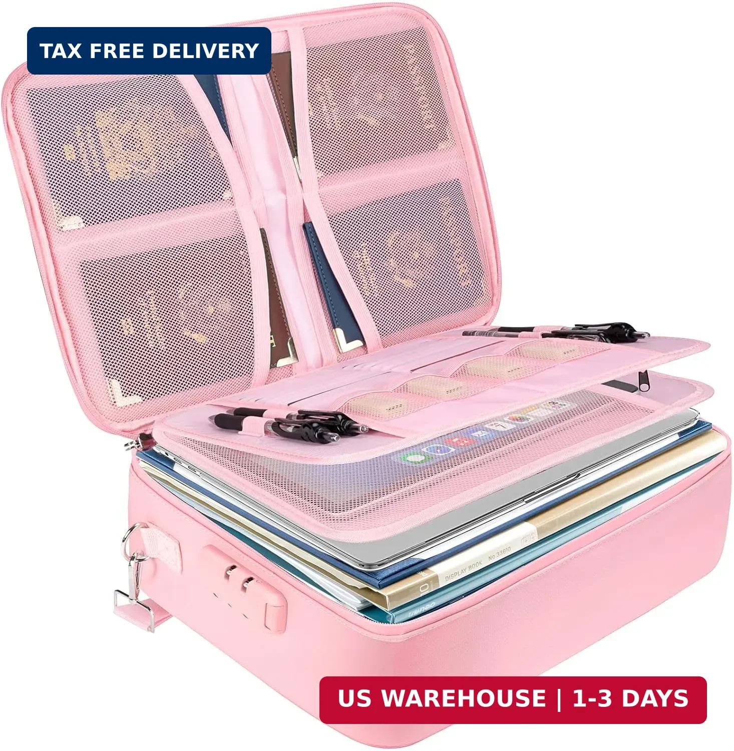 BALEINE Fireproof Document Box with Lock, Portable Fireproof Document Bag Waterp