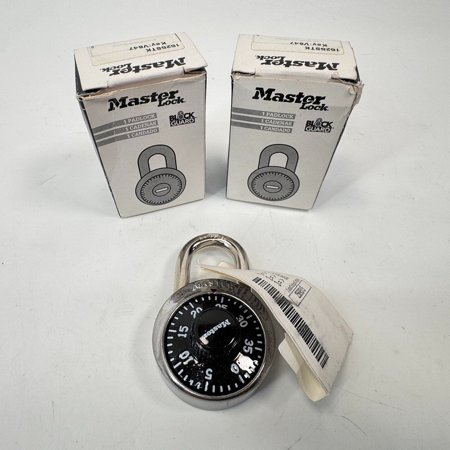 1 Pair - Master Lock 1525 Preset Combination Padlock 1-7/8 in. Black Dial V647