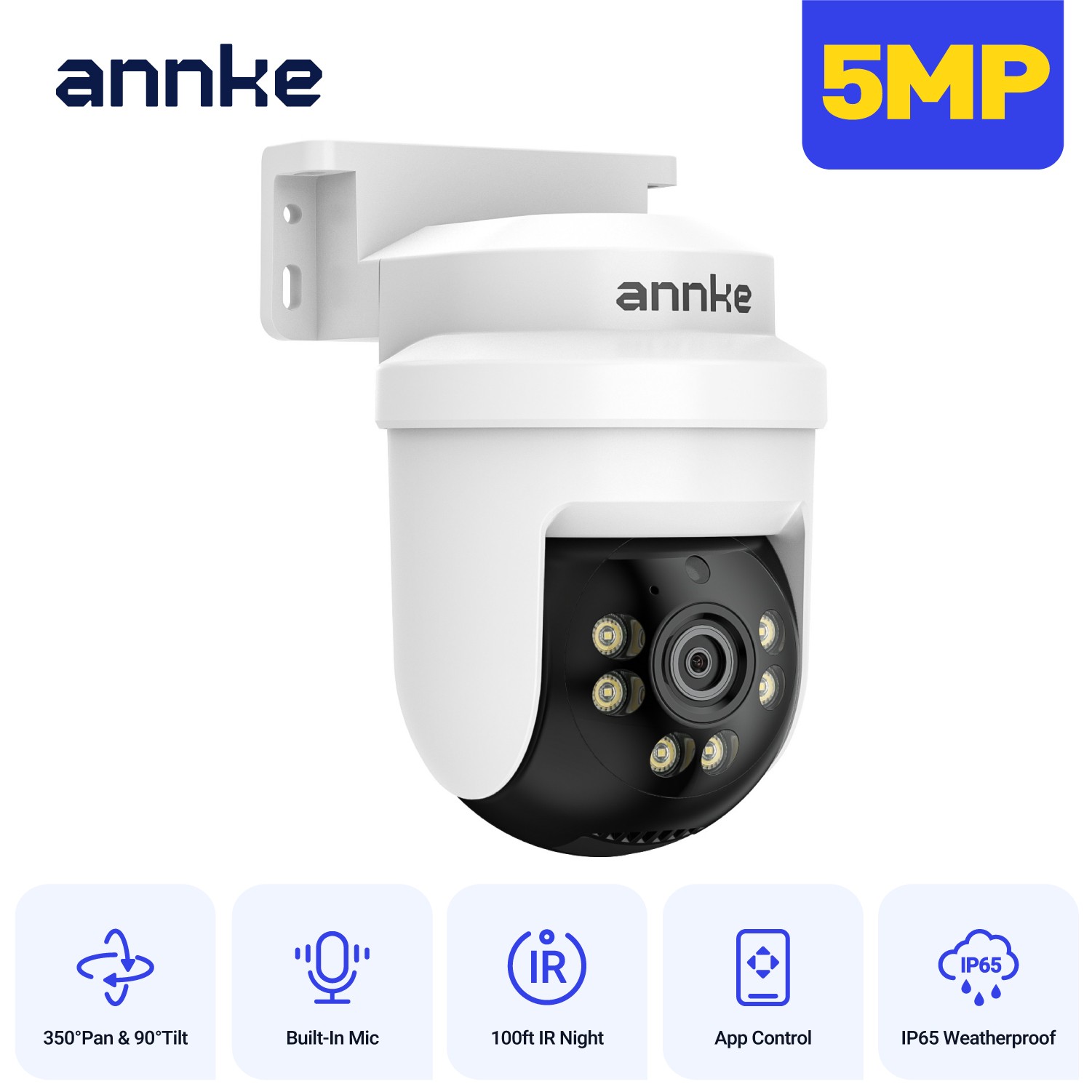 ANNKE 5MP TVI Audio Security Camera 350° Pan&Tilt Outdoor IR Night Vision CCTV