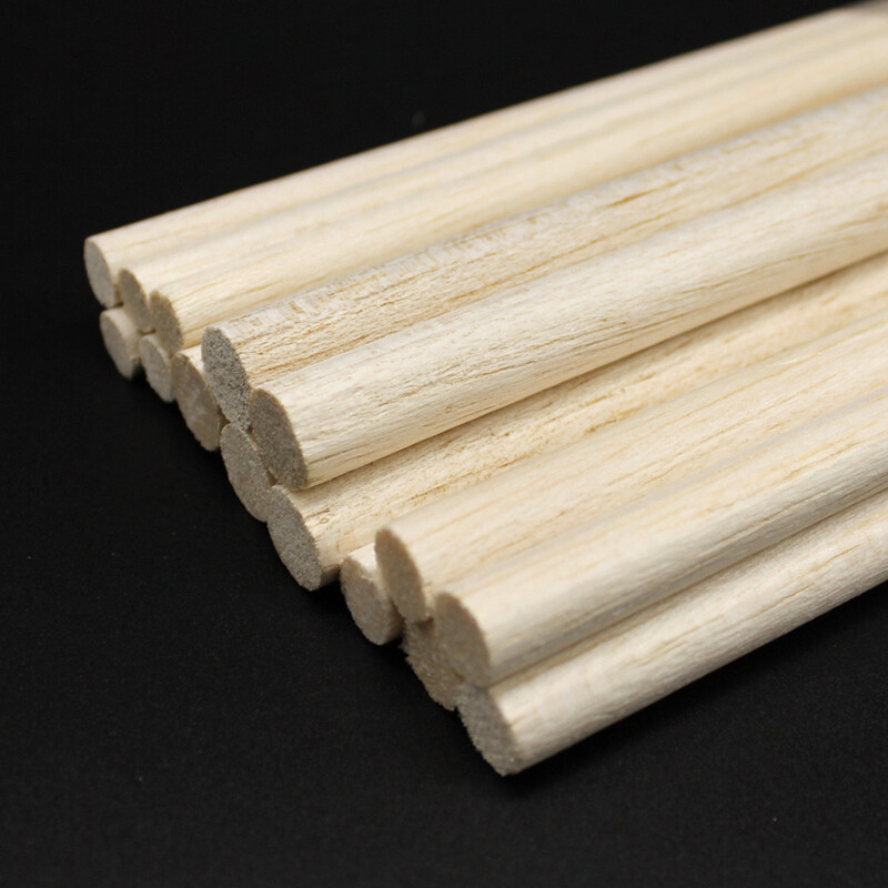 4/6/8/12mm Solid Balsa Wood Dowels Round Rods Aircraft Ship Model DIY Long 330mm