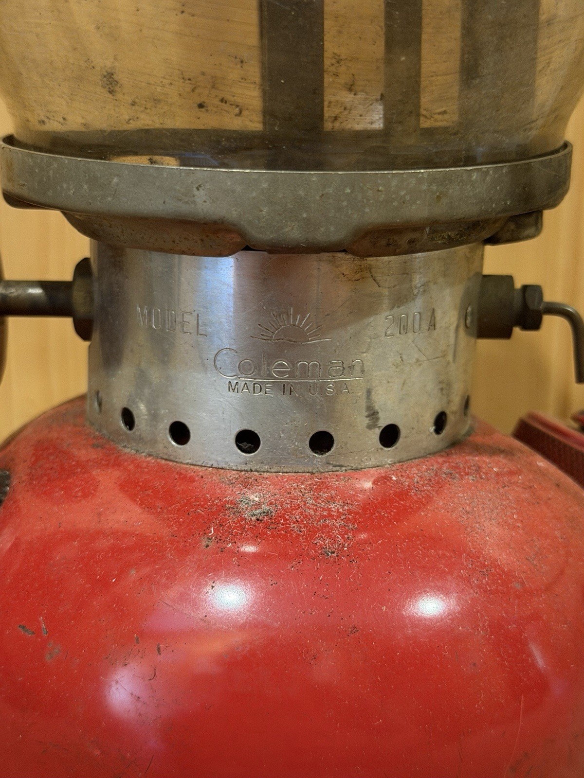 Vintage 1963 Coleman 200A Red Lantern Single Mantle Dated 8-63