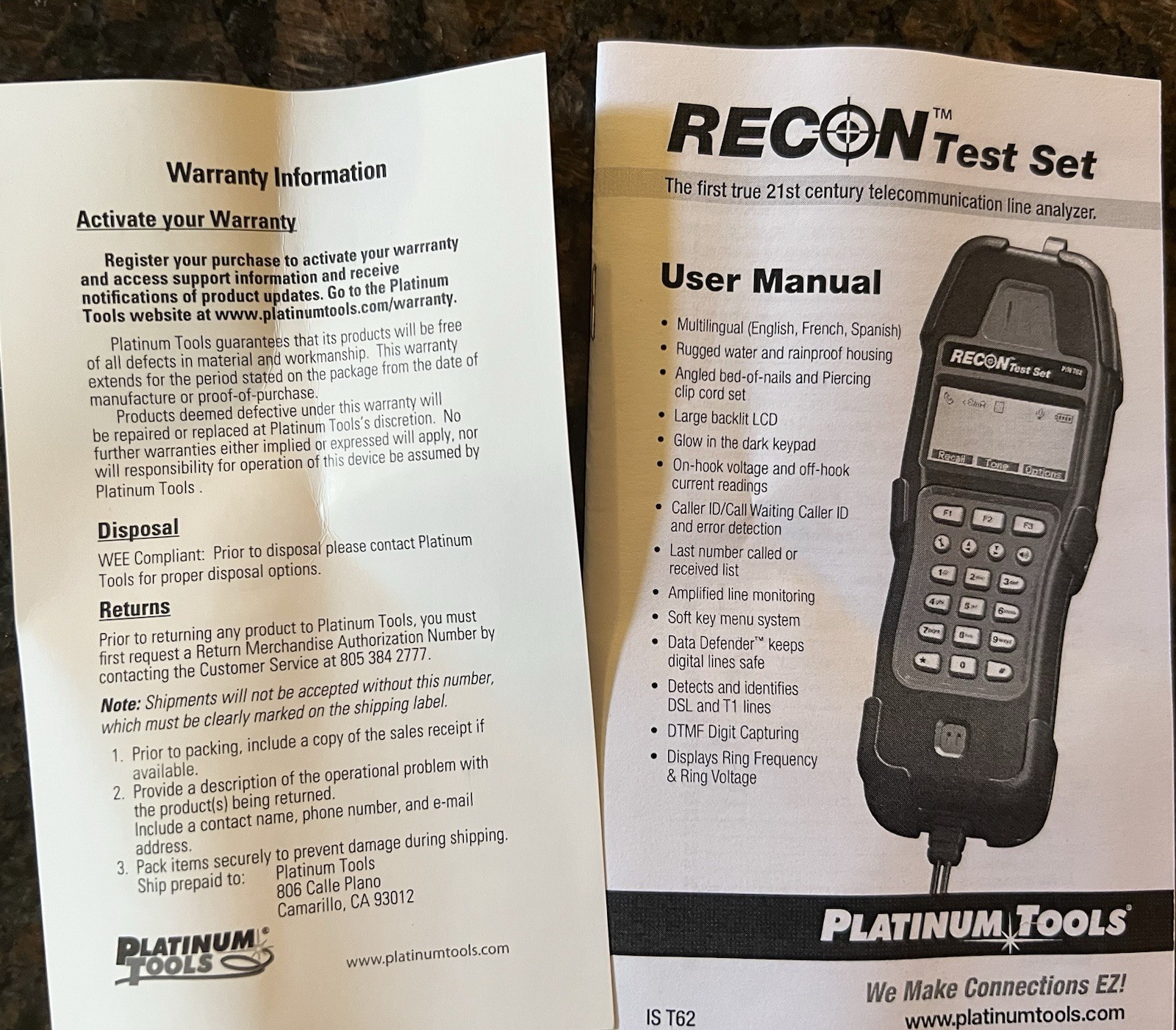 Platinum Tools Recon Test Set 21st Entury Butt Set Damaged Box New
