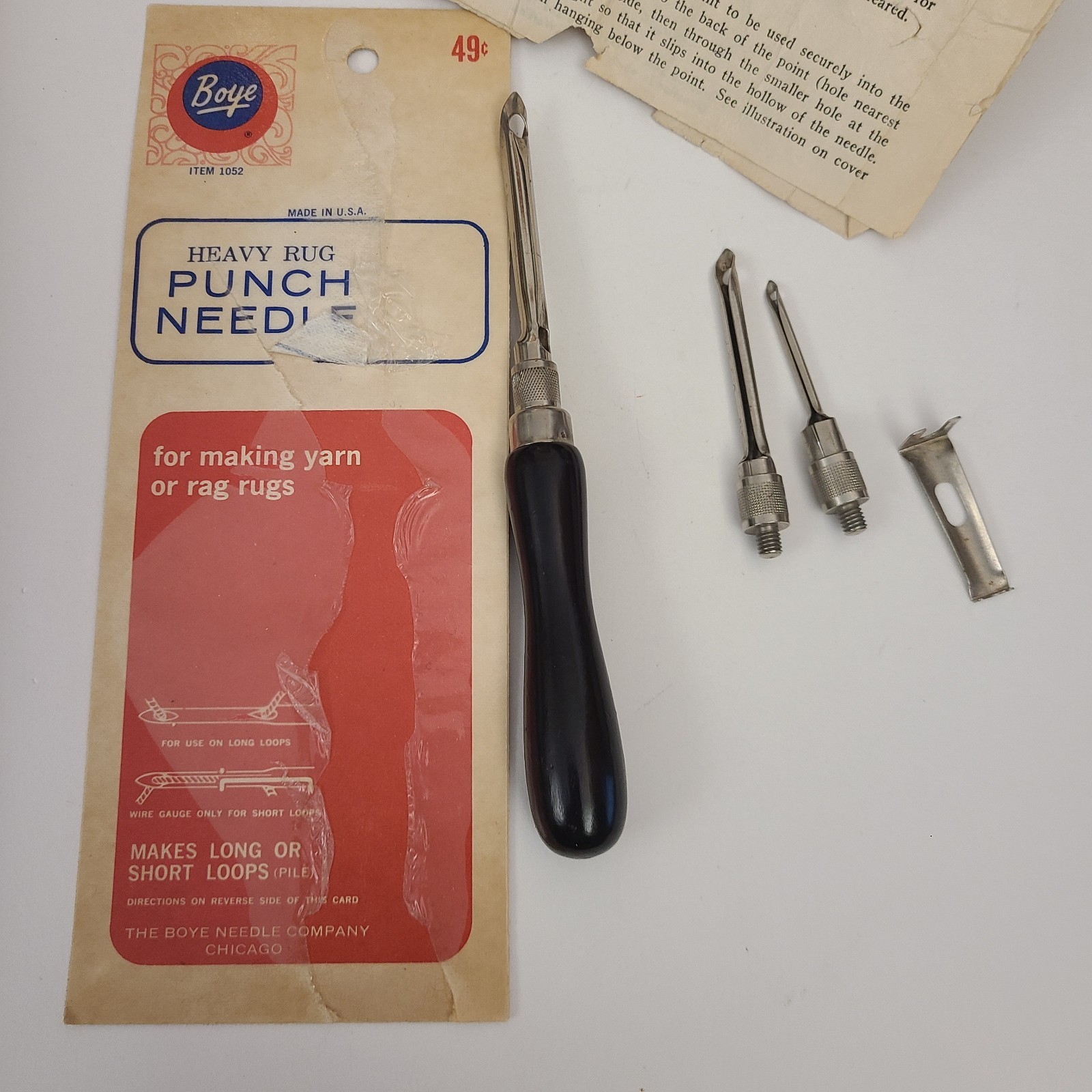 Vintage Boye Heavy Rug Yarn Punch Needle Item 1052 with Extra Needles
