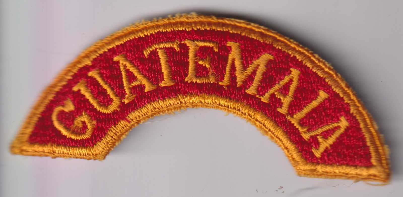 Guatemala patch arc gold on red 4 inches vintage US made