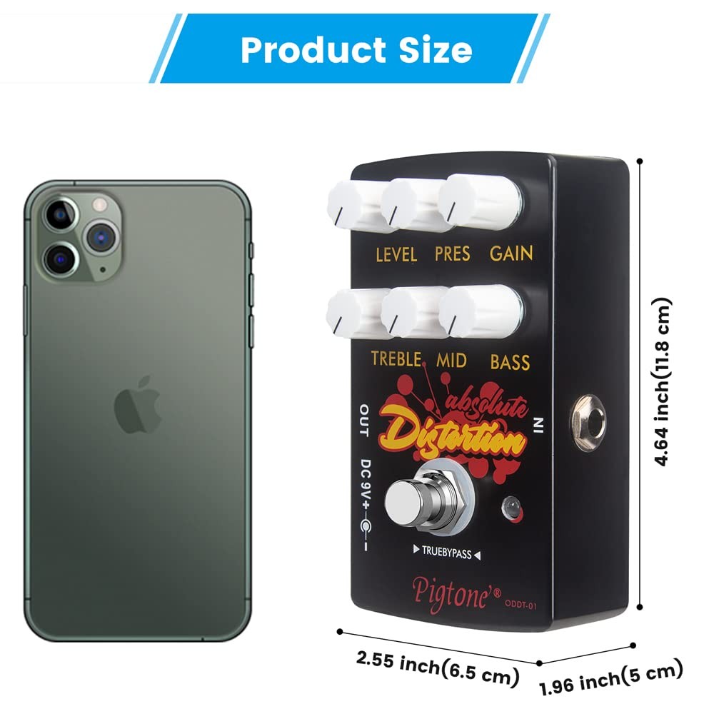 Guitar Effect Pedal Overdrive Distortion 9V True Bypass | PP-33 Model