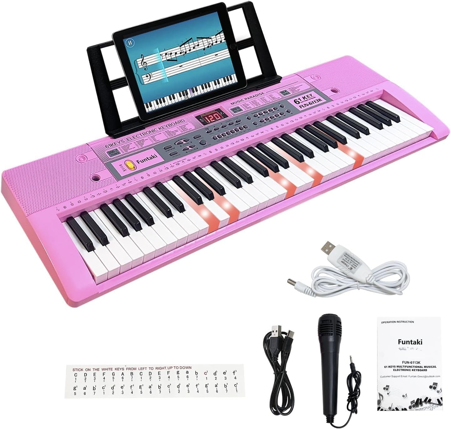 Beginner-Friendly 61-Key Electronic Piano with Lighted Keys & Recording Feature