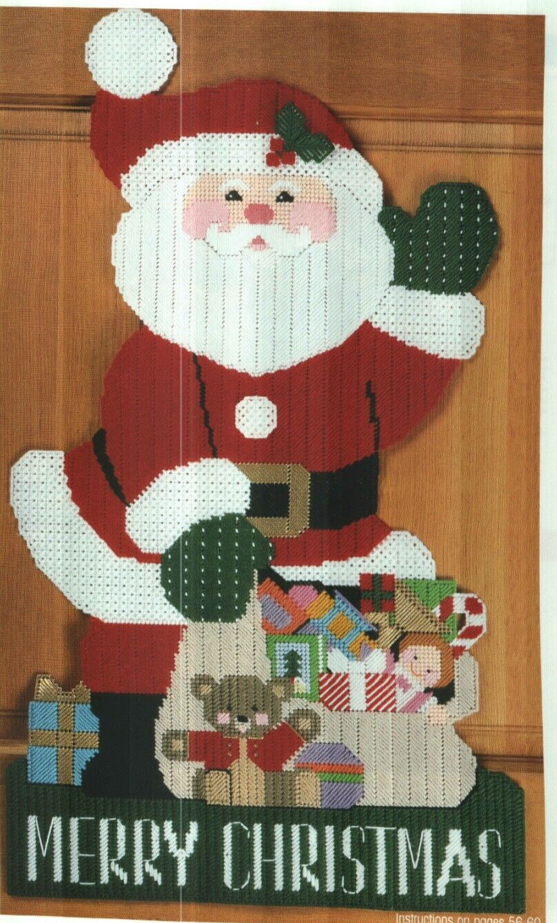 DOOR DECOR SANTA 32" CHRISTMAS PLASTIC CANVAS PATTERN INSTRUCTIONS HTF