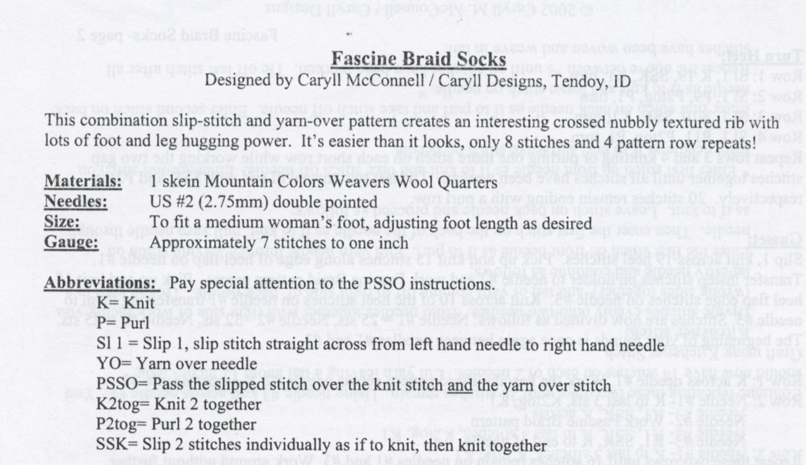 Mountain Colors Knitting Pattern -Fascine Braid Socks - Pattern Only