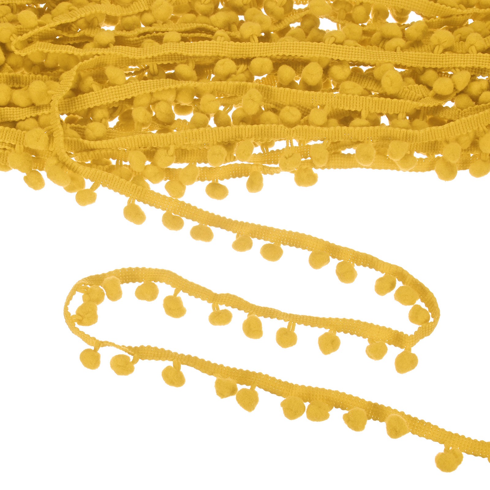 Pom Pom Ball Fringe Trim, 10 Yards 8mm Pom Pom Trim for DIY Crafts Dark Yellow