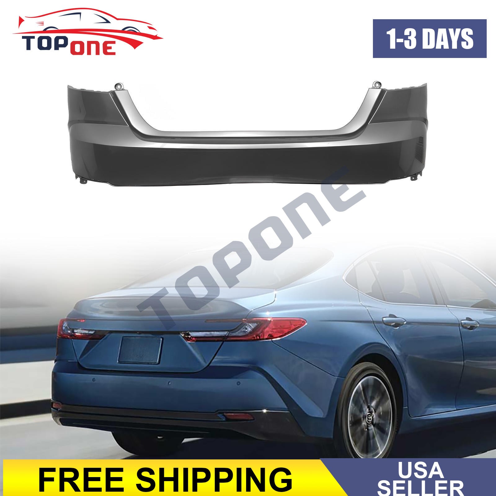 Fits 2025 Toyota Camry LE/SE/XLE/XSE W/O Sensors Rear Bumper Cover