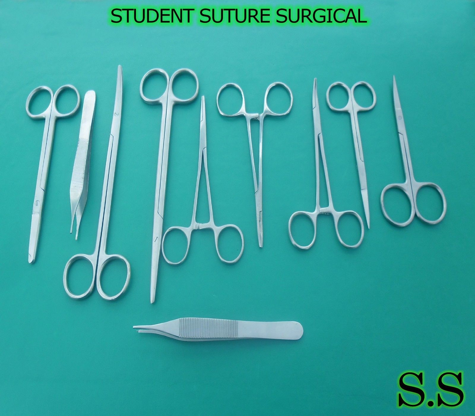 10 PC STUDENT SUTURE SURGICAL PACK SET KIT INSTRUMENTS DS-734
