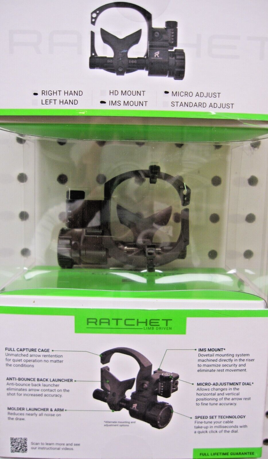 New Ripcord Ratchet Arrow Rest Limb Driven IMS Micro RH