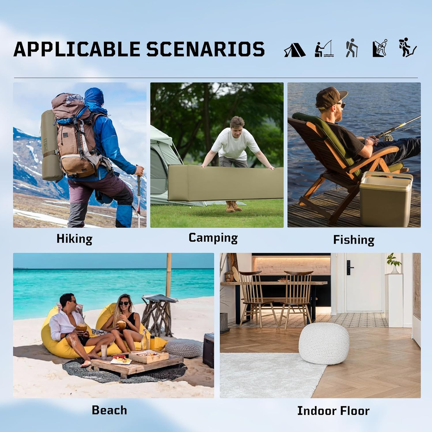 Self Inflating Sleeping Pad for Camping, Insulated Inflatable Camping Mattress f