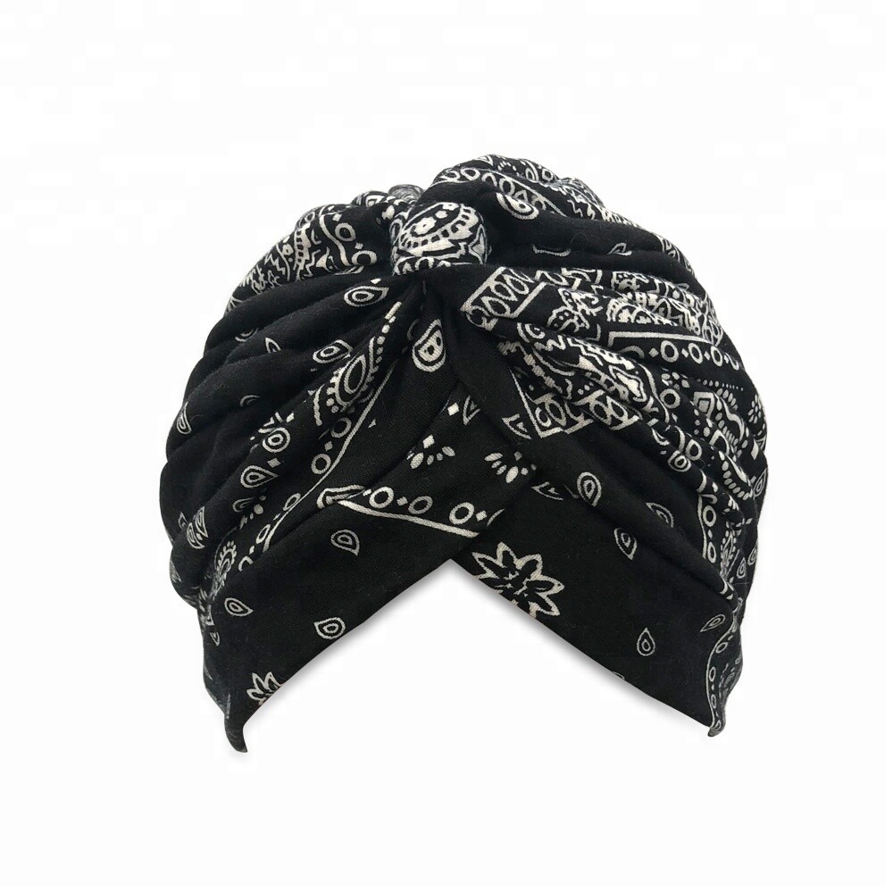Paisley Bandana Print Womens Fashion Ruffle Beanie Scarf Turban Headwear Nurse