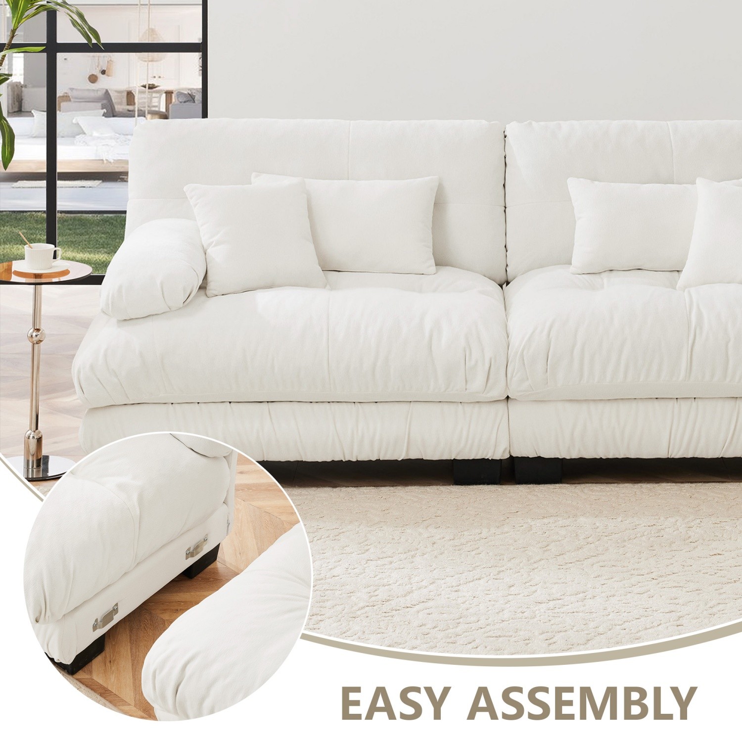 Luxury Chenille Loveseat Sofa Modern 2-Seater Couch w/ Armrests for Living Room