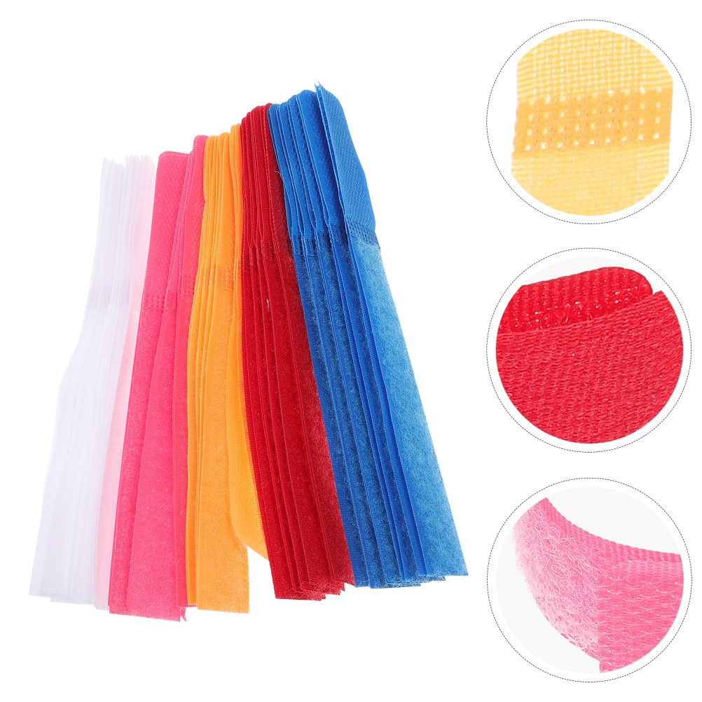 50Pcs Durable Polyester Cable Ties Hook and Loop Cord Keeper for Appliances