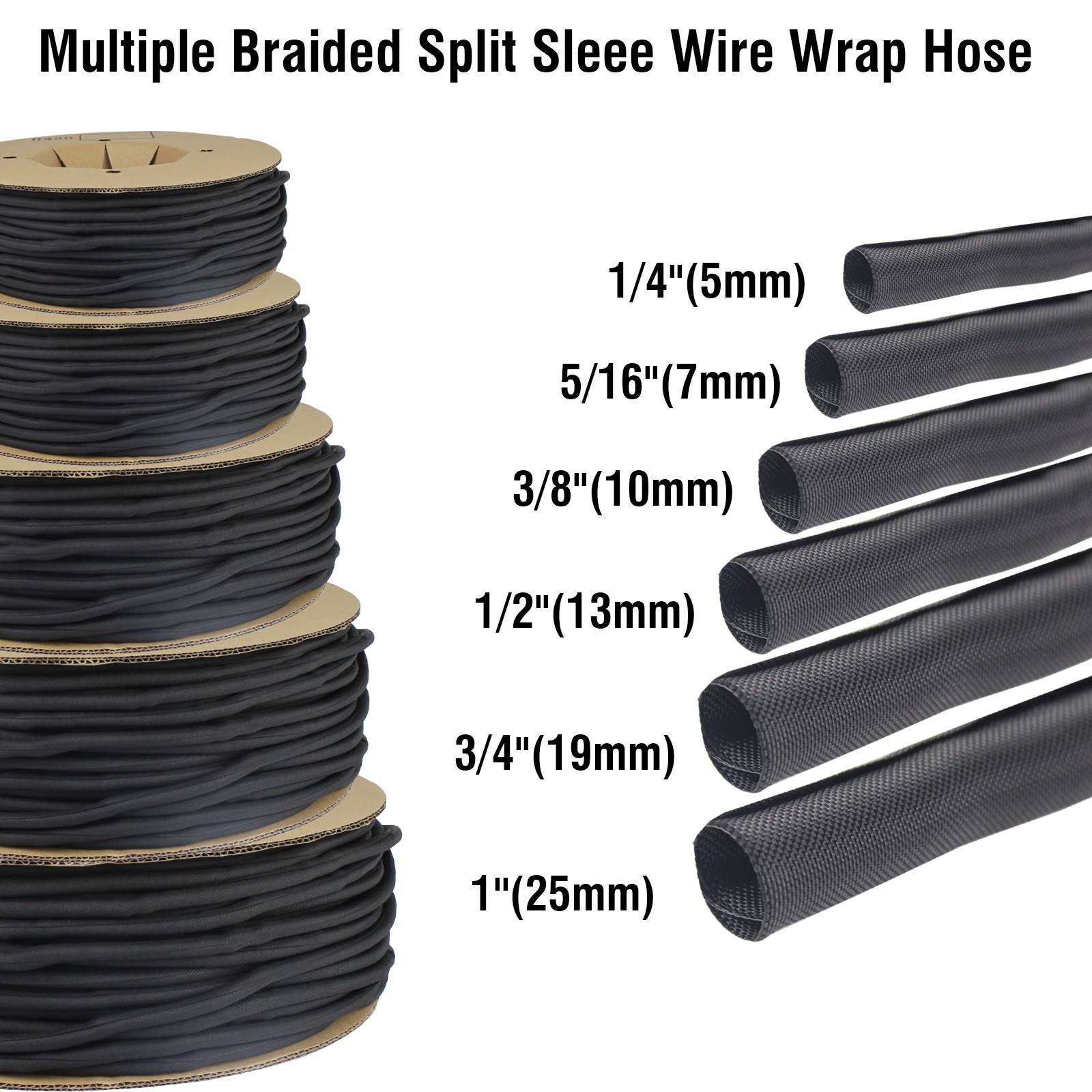 Automotive Split Loom Tubing Heat Resistant Wire Harness Cover 1/4" to 1" Sizes