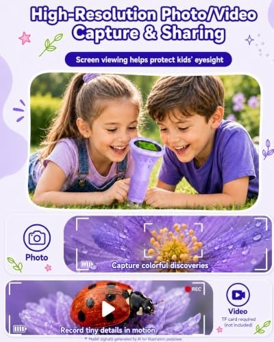 1000X Kids Microscope Handheld Camera, 2'' Screen Wonder Quest Microscope Camera
