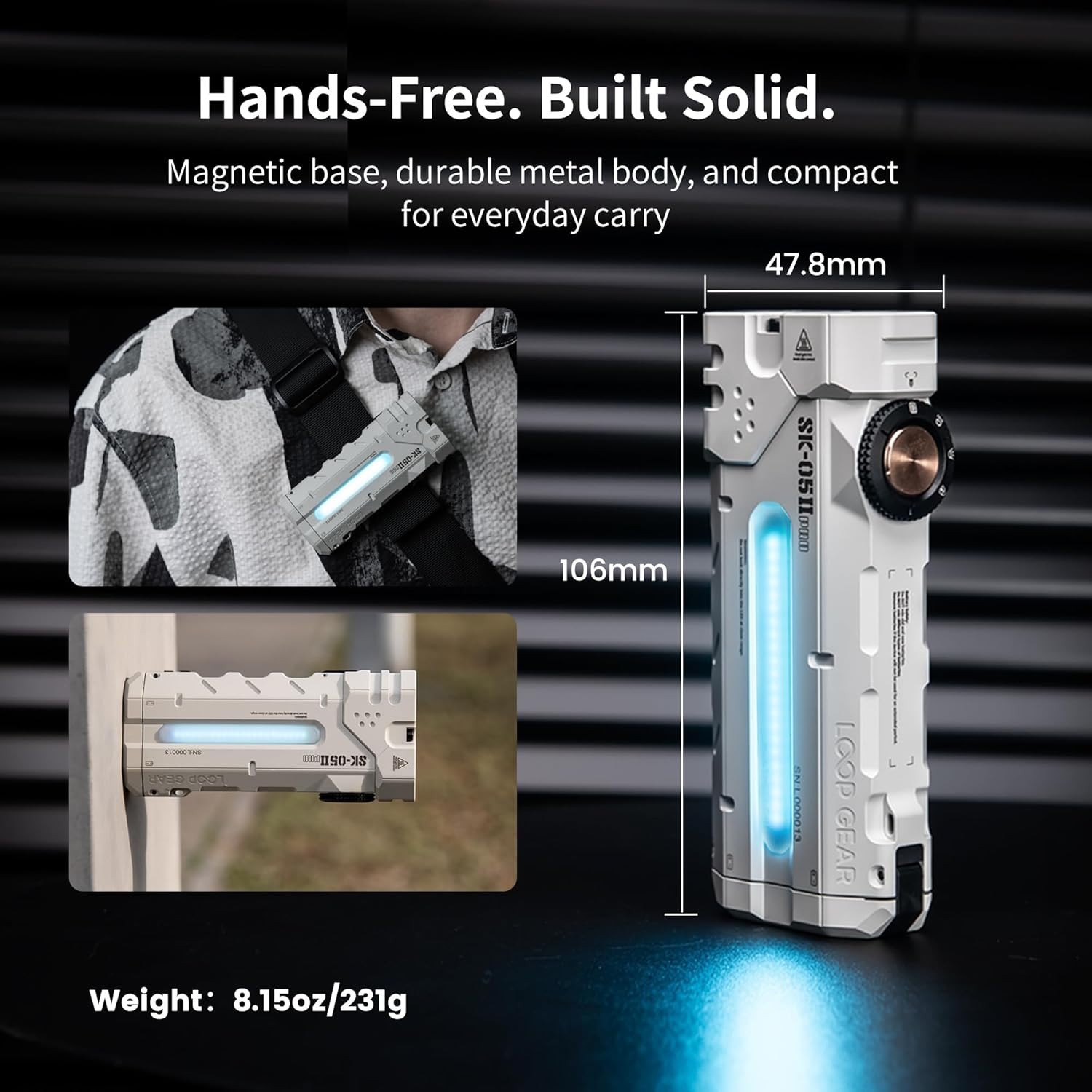 LOOP GEAR SK05 Pro 2 Mao Flat EDC Flashlight, 5000LM Rechargeable LED Flash Ligh