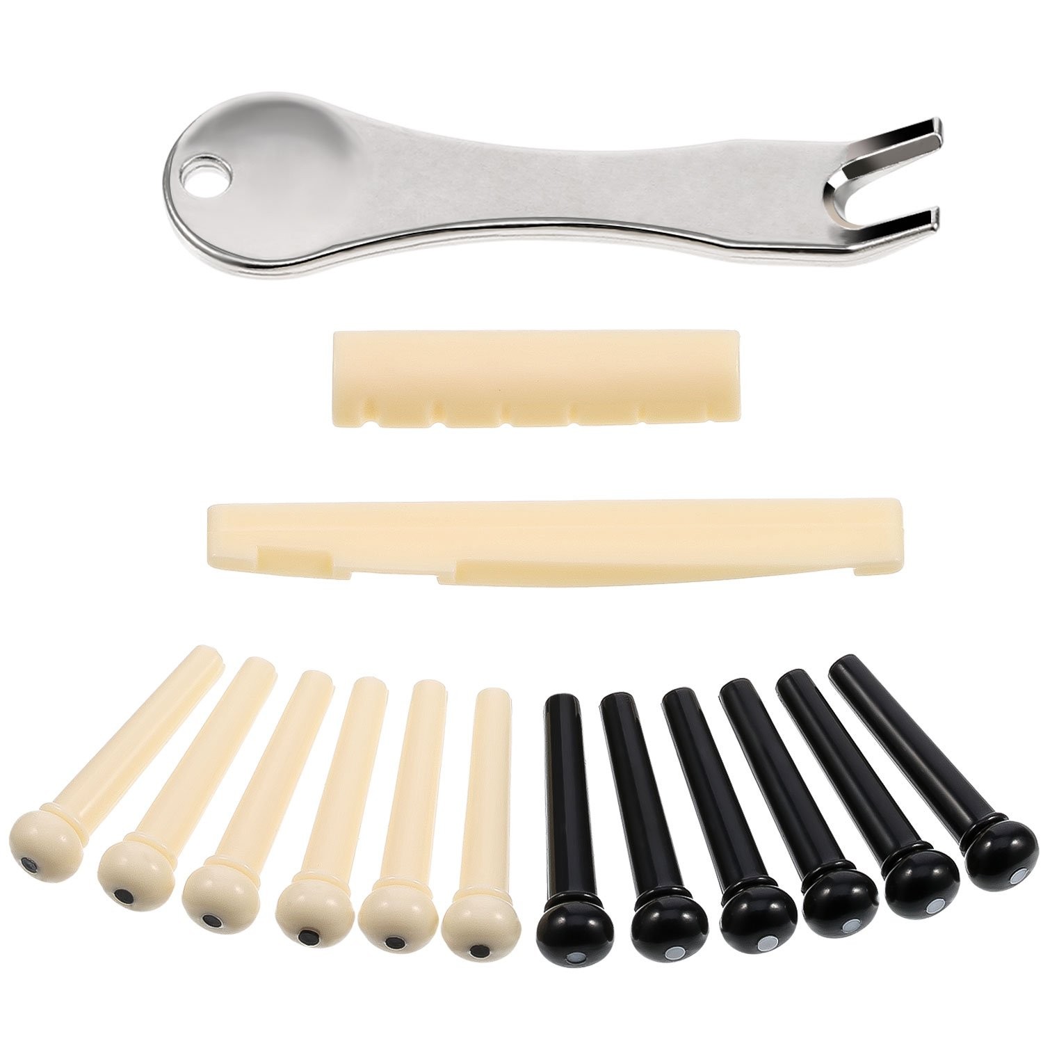 TecUnite 12 Pcs Acoustic Guitar Bridge Pins with Bridge Pin Puller Remover an...