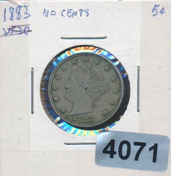 LIBERTY NICKEL 1883 NO CENTS - FULL LIBERTY - #4071