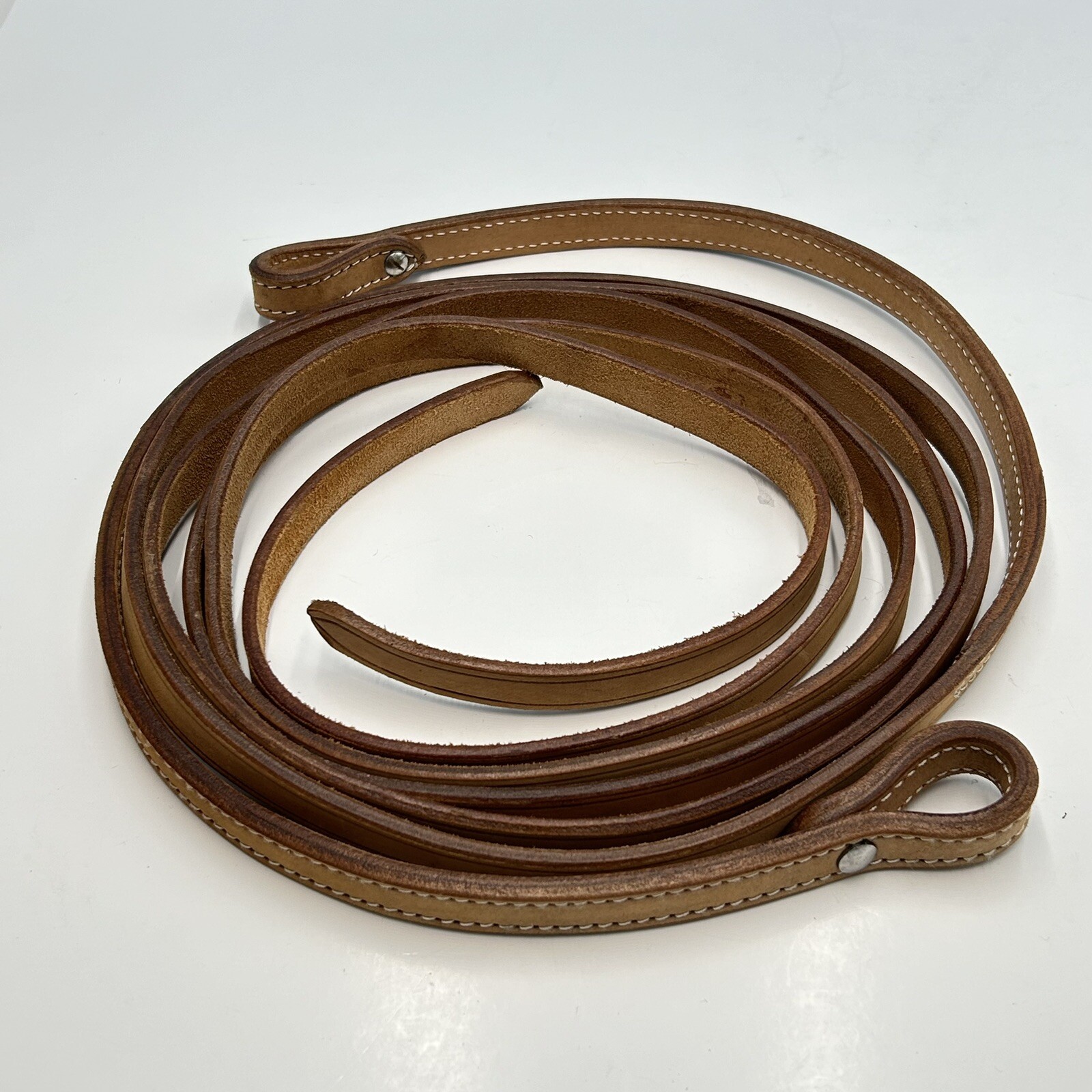 7' x 5/8" Light Oil Western Split Reins Double Leather Chicago Screw Bit End