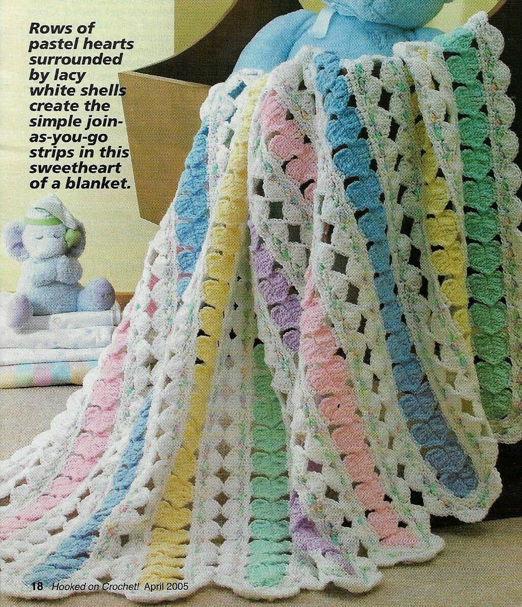 HEARTS FOR BABY AFGHAN NURSERY DECOR DIGEST SIZE CROCHET PATTERN INSTRUCTIONS