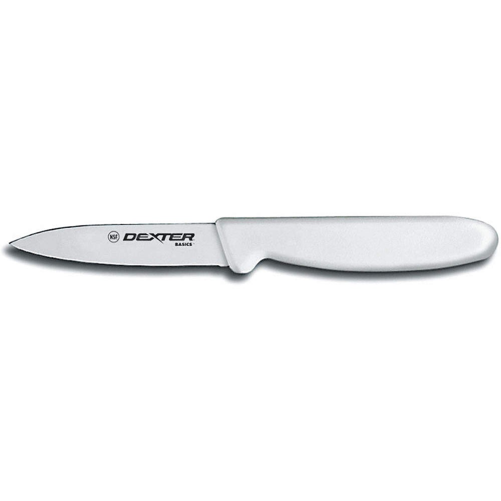 DEXTER RUSSELL 31611 Paring Knife,3 1/2 in Blade,White Handle 38X898