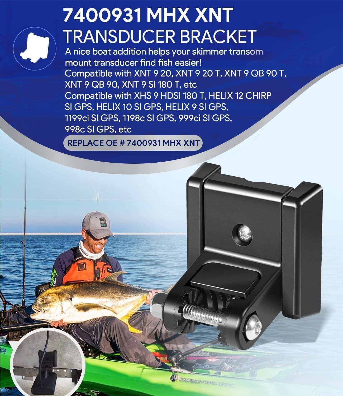Easy-Install Transducer Bracket for Enhanced Fishing with XNT Series - 0.12 kg