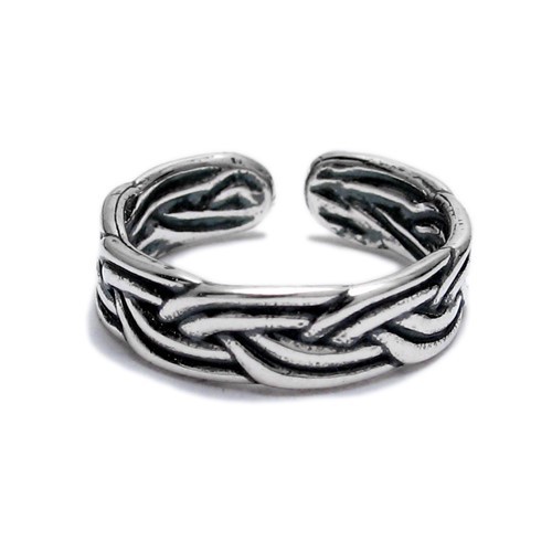 925 Sterling Silver Adjustable Braided Toe Ring