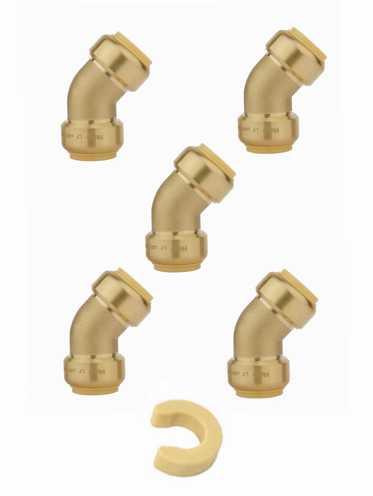 EFIELD 5 PCS 1/2"  Push Fit 1/2" X1/2"  45 Degree Elbow Brass Fittings& Clip