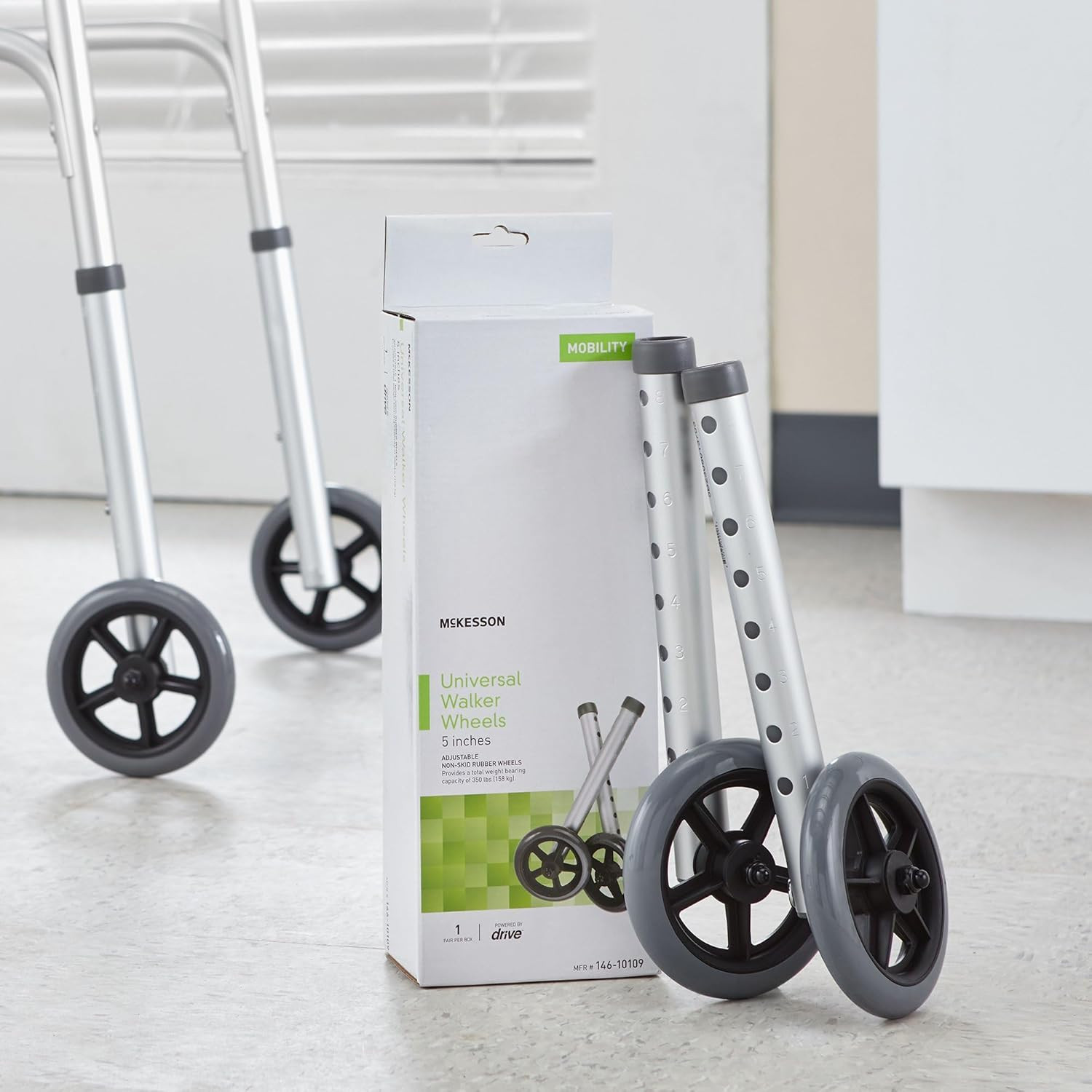 Mckesson Universal Walker Wheels, Adjustable, 5 in Caster Wheels, 1 Pair