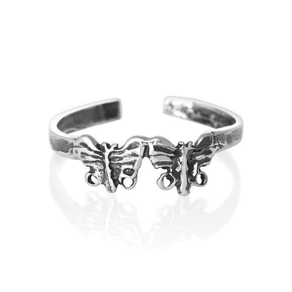 Butterflies Design Toe Ring Genuine Sterling Silver 925 Size Adjustable