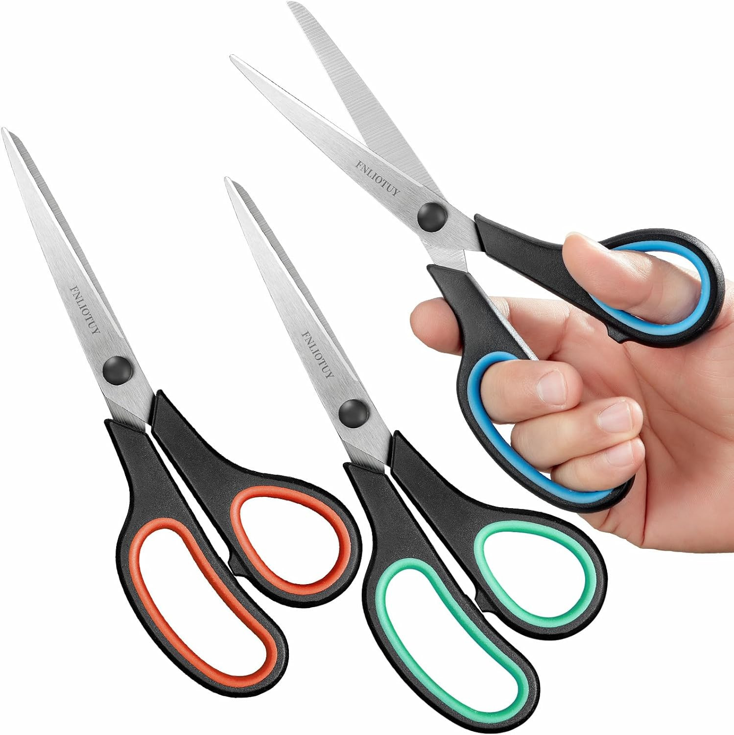 3-Pack Heavy Duty Scissors with Ultra Sharp Blades and Comfort Grip Home 8"