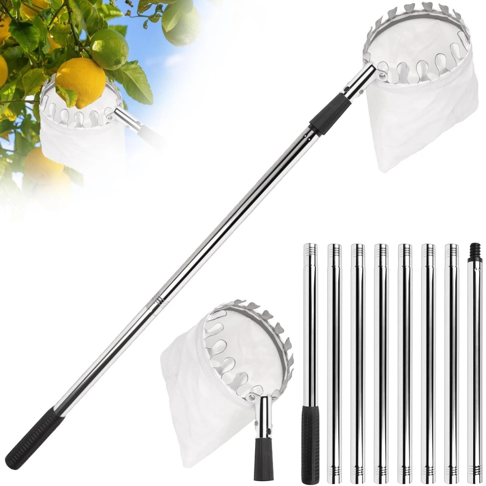 Fruit Picker Pole with Basket Telescoping -adjustable 11.5ft Apple Big Non-wove.