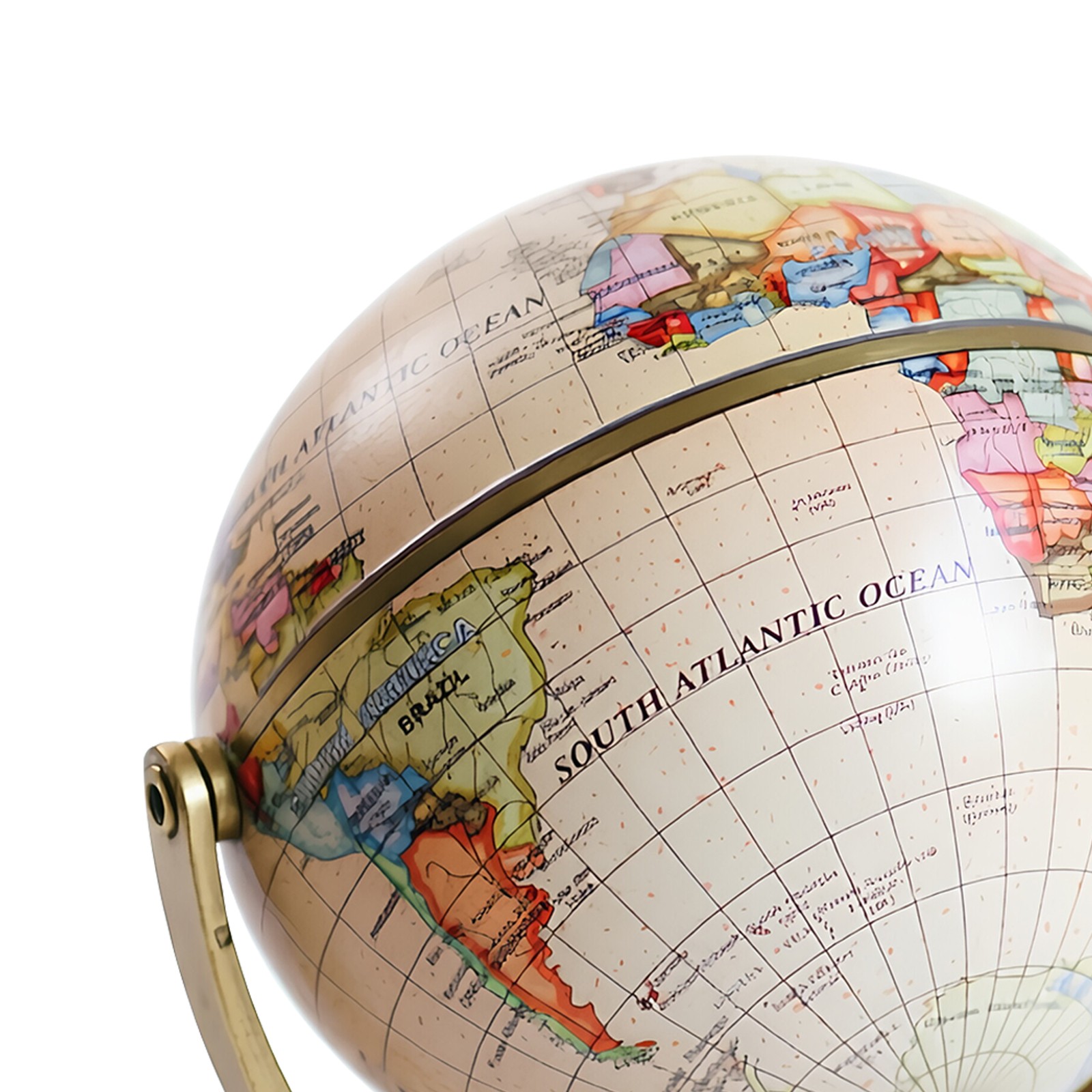 4in Mini Antique Globe Tabletop World Map Educational Decorative Yellow