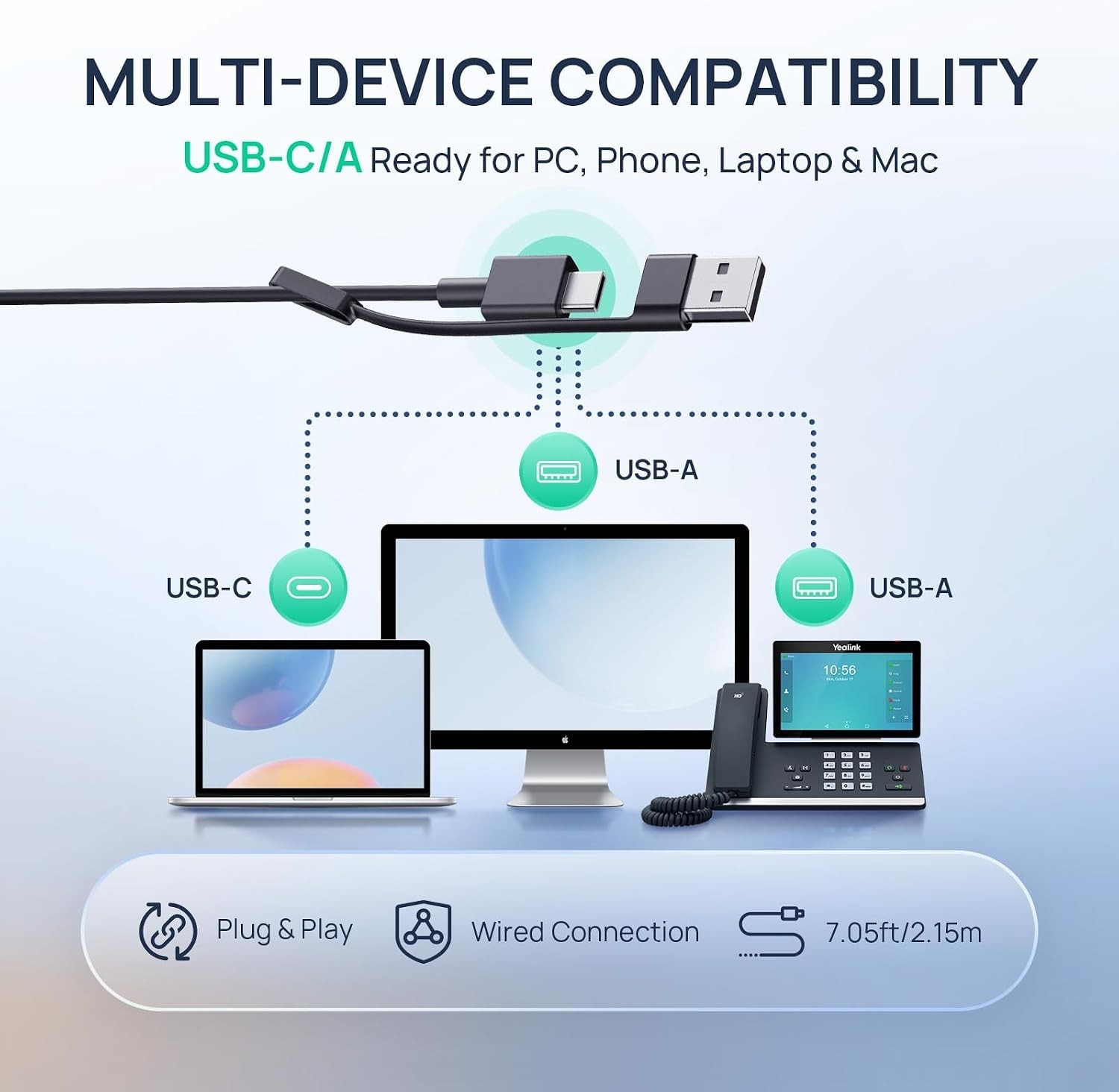UH46 PC Headset with Mic Noise Cancelling Wired Headset USB