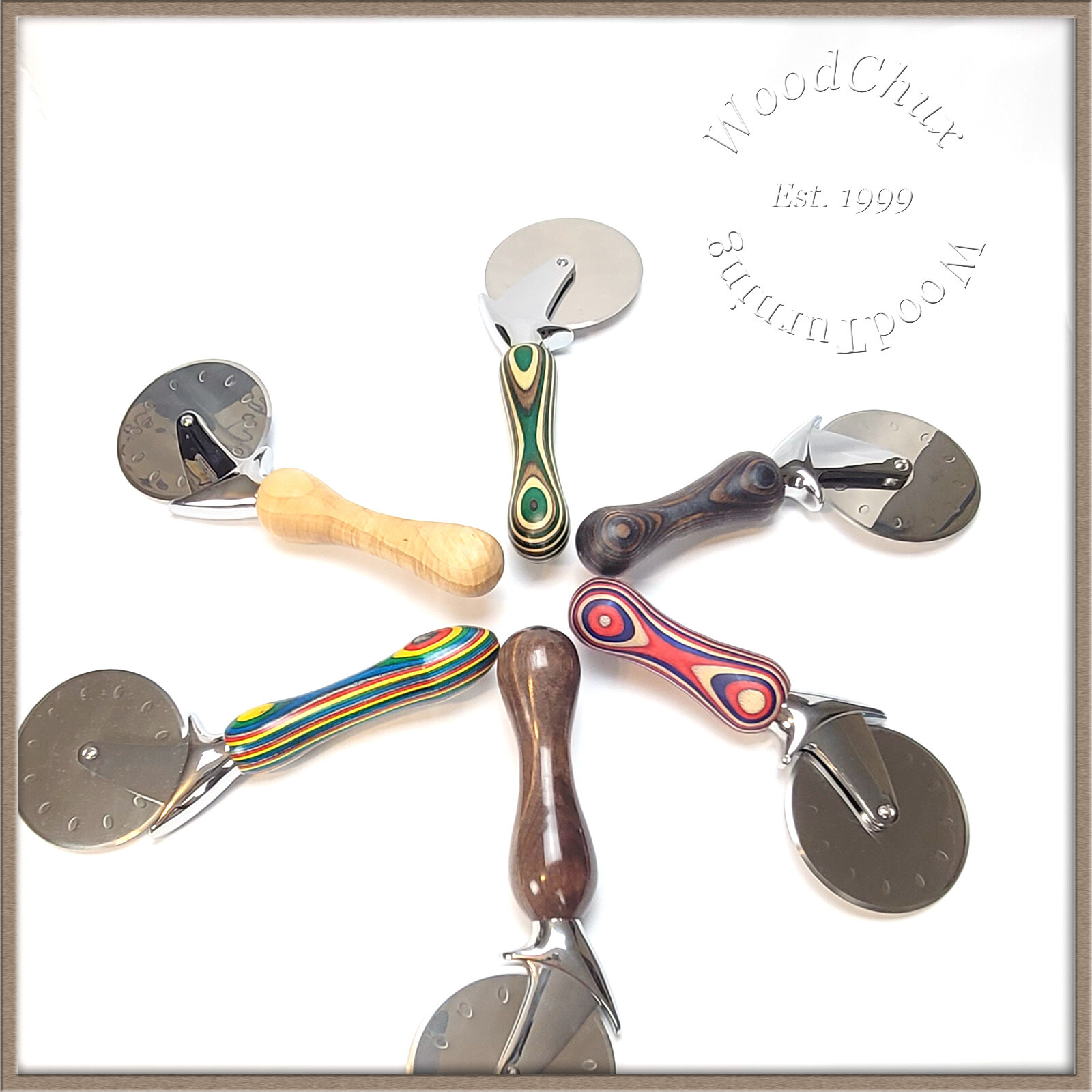 Handmade Wood Pizza Cutter or Ice Cream Scoop Wooden Heavy Stainless Steel Many