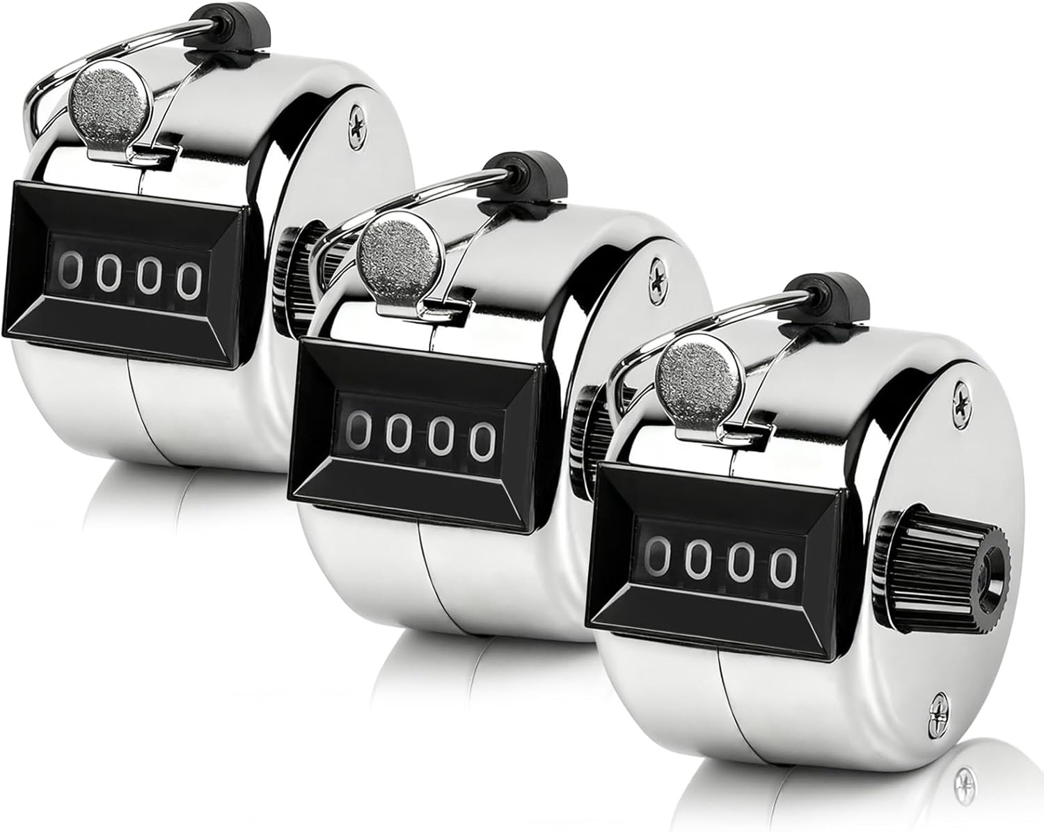 3 Pack Clicker Counter, 4-Digit Metal Hand Counter Clicker, Mechanical Pitch Cou